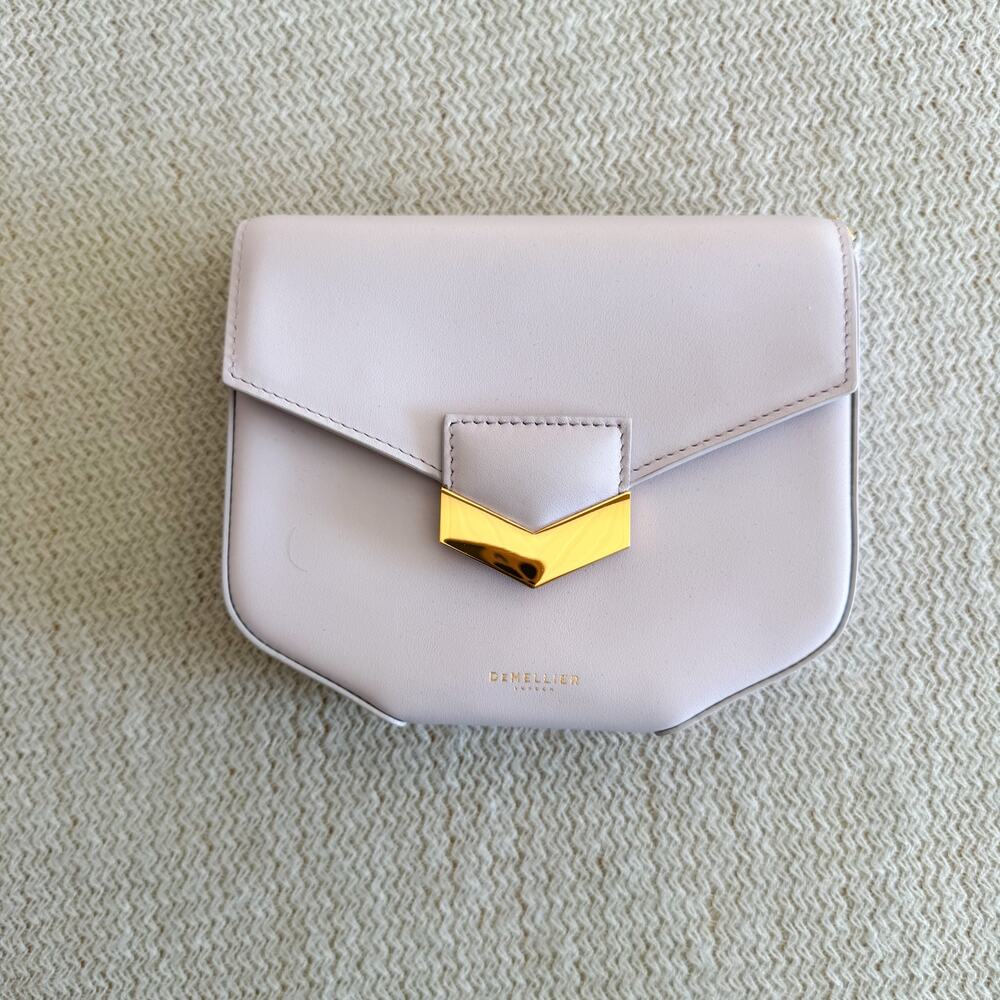 DeMellier Lilac Purple Smooth Leather Gold Detail London Bag Elevated Classy